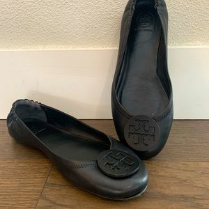 Tori Burch Black Flats Size 10